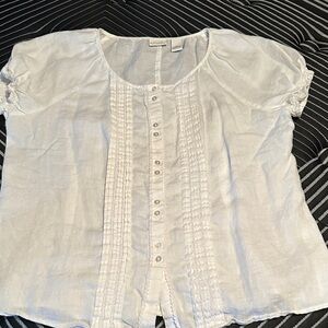 Kim Rogers Elegant White Linen Top